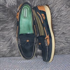 SPERRY Mens blue tan green leather size 11M